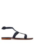 Matchesfashion.com Carrie Forbes - Hind Raffia T Bar Sandals - Womens - Navy