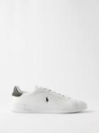 Polo Ralph Lauren - Hrt Ct Ii Logo-debossed Leather Trainers - Mens - White Black