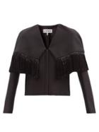 Loewe - Fringed Cropped Wool-blend Bolero Jacket - Womens - Black