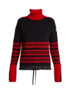 Moncler Roll Neck Striped Ribbed-knit Wool-blend Sweater