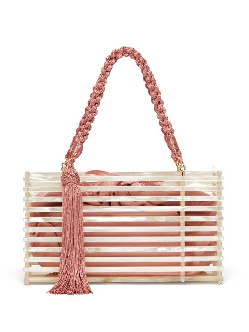 Matchesfashion.com Montunas - Guaria Tasseled Acetate Box Bag - Womens - White Multi