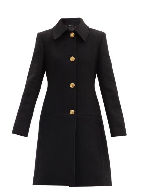 Matchesfashion.com Givenchy - Chain-embellished Single-breasted Wool-blend Coat - Womens - Black