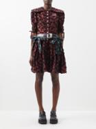 Chopova Lowena - Fil Coup-floral Belted Taffeta Mini Dress - Womens - Red Black