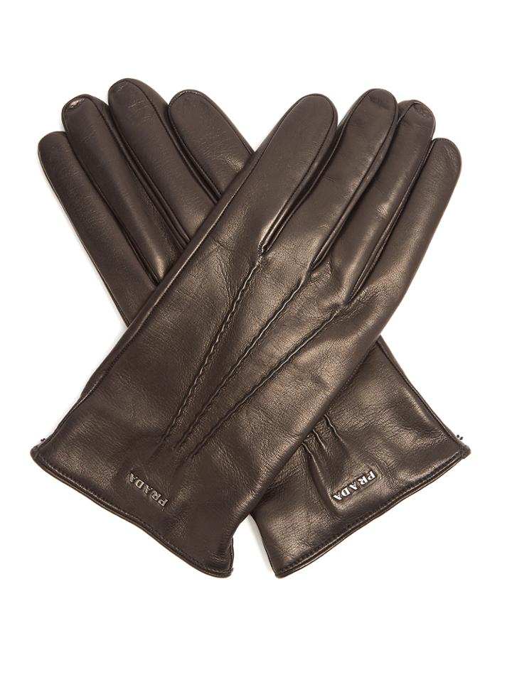 Prada Topstitched Leather Gloves