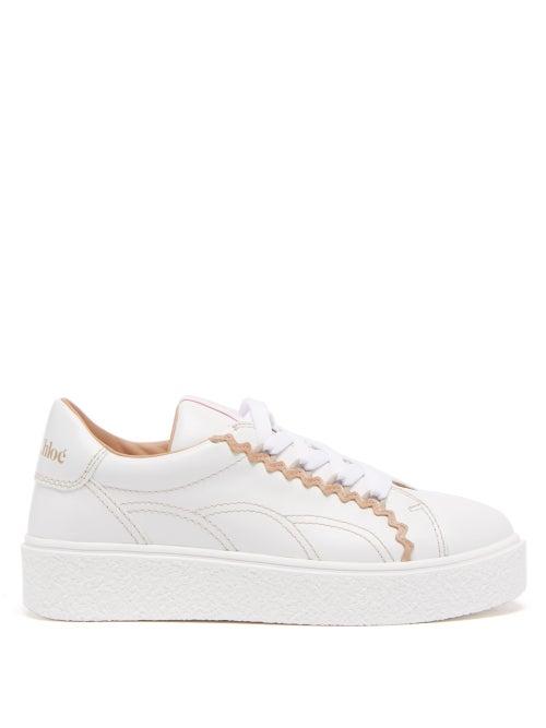See By Chlo - Sevy Ricrac-trim Leather Trainers - Womens - White