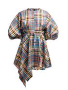 Matchesfashion.com Marques'almeida - Asymmetric Tartan Poplin Mini Dress - Womens - Multi