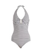 Matchesfashion.com Melissa Odabash - Tampa Halterneck Swimsuit - Womens - White/blue