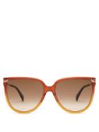 Matchesfashion.com Givenchy - Oversized D Frame Acetate And Metal Sunglasses - Womens - Orange Multi