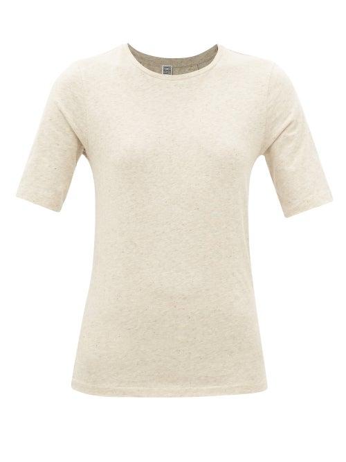 Totme - Marled Cotton-jersey T-shirt - Womens - Light Beige