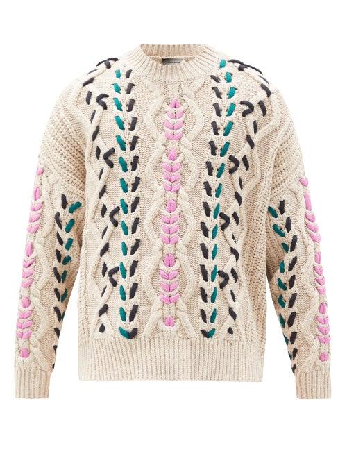 Matchesfashion.com Isabel Marant - Zolan Cabled Sweater - Mens - Cream