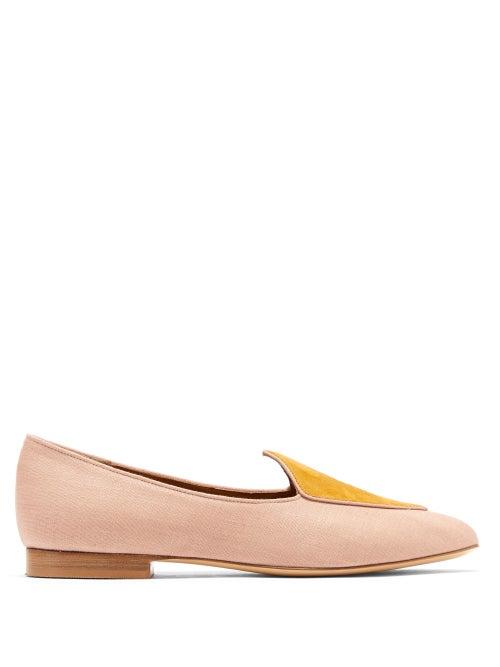 Matchesfashion.com Le Monde Beryl - Venetian Linen Slipper Shoes - Womens - Light Pink