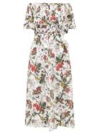 Erdem - Vacation Algarve Floral Cotton-blend Poplin Dress - Womens - Red Multi