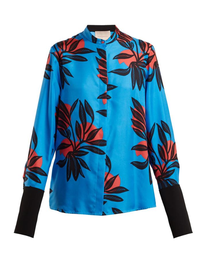 Roksanda Imani Floral-print Satin Top