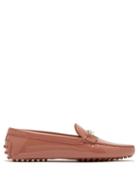 Matchesfashion.com Tod's - Gommini Double T Bar Patent Leather Loafers - Womens - Nude