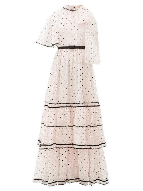 Matchesfashion.com Erdem - Natalina One-shoulder Polka-dot Gown - Womens - Light Pink
