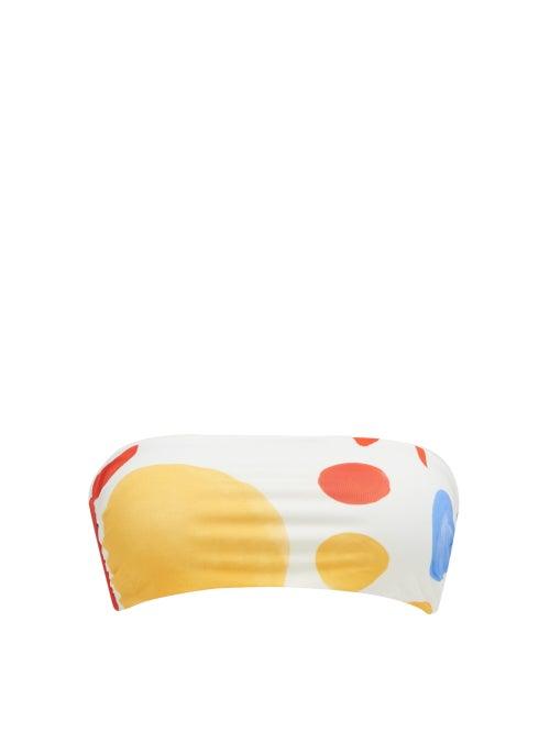 Matchesfashion.com Cala De La Cruz - Carla Abstract-print Bandeau Bikini Top - Womens - White Multi