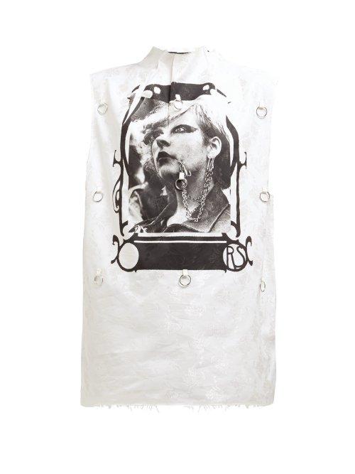 Matchesfashion.com Raf Simons - Photographic Print Floral Jacquard Tank Top - Womens - White Multi