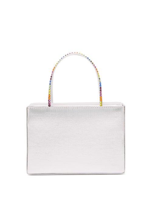 Matchesfashion.com Amina Muaddi - Amini Gilda Crystal-embellished Satin Box Bag - Womens - Silver