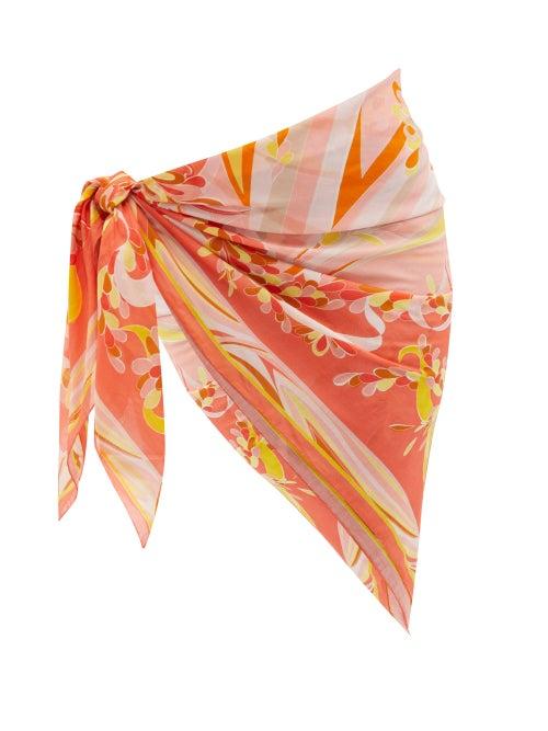Matchesfashion.com Emilio Pucci - Lilly-print Cotton-voile Sarong - Womens - Orange Print