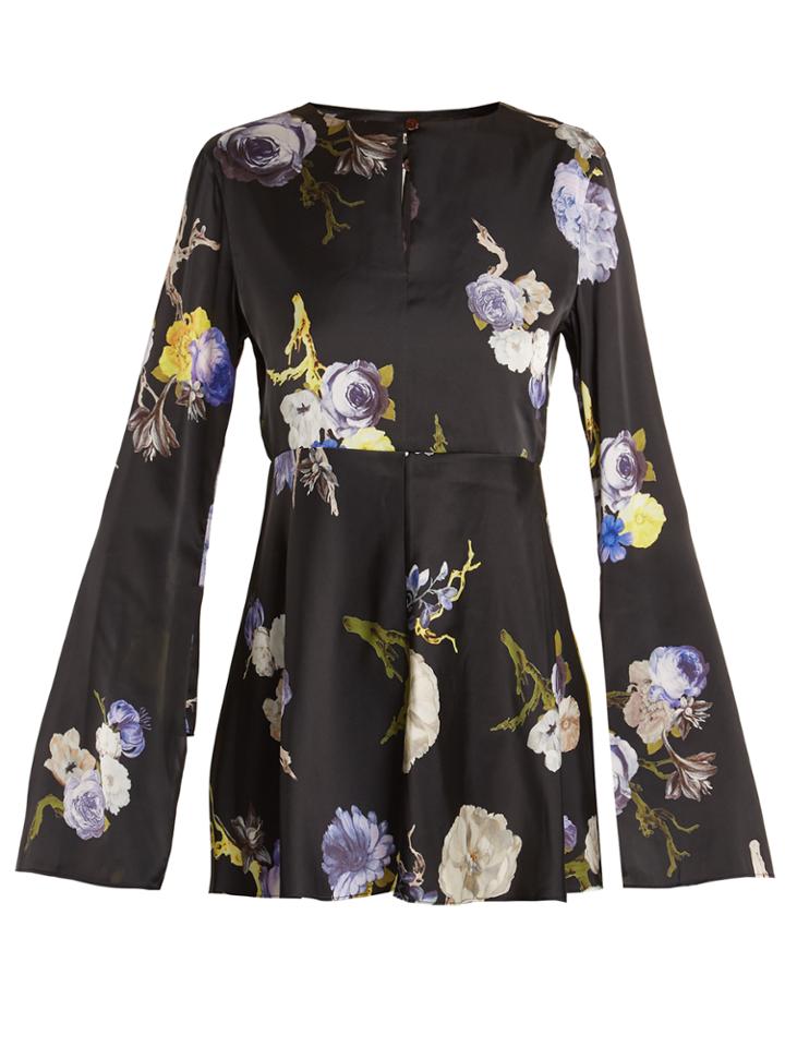 Acne Studios Bahari Open-back Floral-print Satin Top