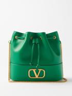 Valentino Garavani - V-logo Leather Bucket Bag - Womens - Green
