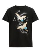 Matchesfashion.com Amiri - Crane Print Cotton T Shirt - Mens - Black Multi