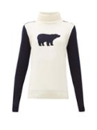 Matchesfashion.com Perfect Moment - Bear Roll Neck Wool Sweater - Womens - White Navy