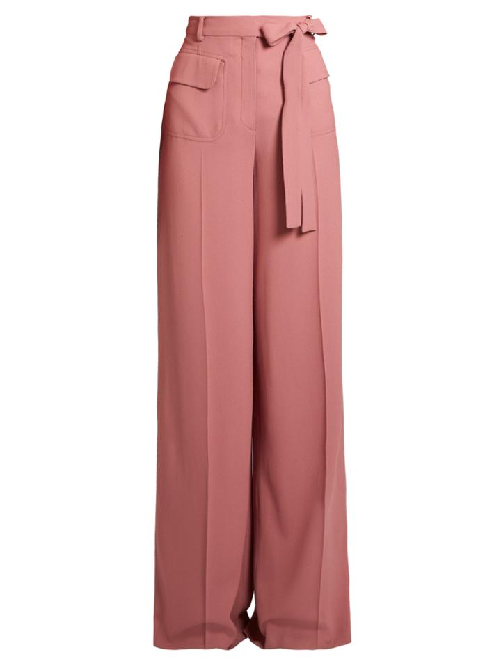Valentino Tie-waist Wide-leg Crepe Trousers