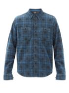 Matchesfashion.com Rrl - Ottoman-check Print Cotton-jersey Shirt - Mens - Dark Blue