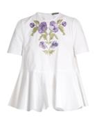 Alexander Mcqueen Embroidered Cotton-piqu Blouse