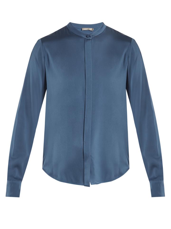 Vince Long-sleeved Silk-blend Satin Shirt