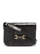 Matchesfashion.com Gucci - 1955 Horsebit Snakeskin Shoulder Bag - Womens - Black