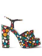 Saint Laurent - Bianca Knotted Heart-jacquard Platform Sandals - Womens - Black