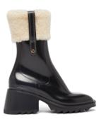 Chlo - Betty Shearling-cuff Rubber Ankle Boots - Womens - Black
