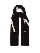 Matchesfashion.com Valentino - Vltn Logo Intarsia Wool Blend Scarf - Mens - Black
