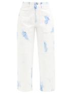 Matchesfashion.com Stella Mccartney - Tie-dye Cropped Jeans - Womens - White Blue