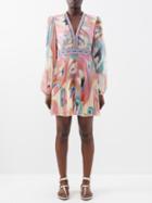 Etro - Printed Crepe Mini Dress - Womens - Beige