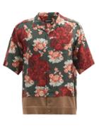 Matchesfashion.com Undercover - Floral-print Contrast-hem Short-sleeved Shirt - Mens - Green