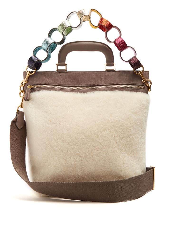 Anya Hindmarch Orsett Shearling And Suede Tote