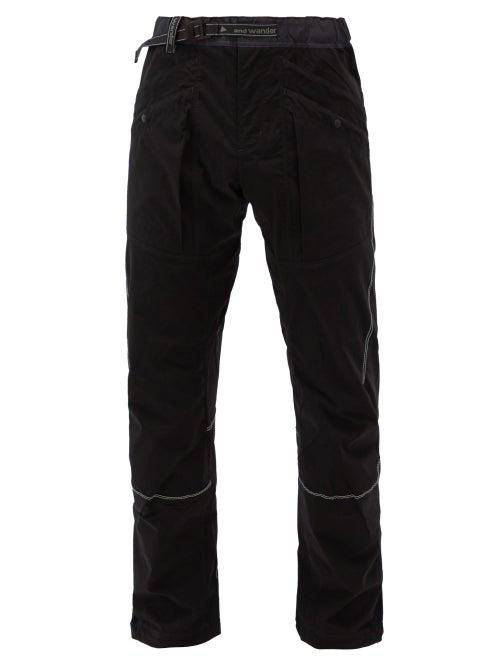 Matchesfashion.com And Wander - Logo-print Shell Trousers - Mens - Black