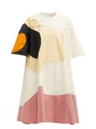 Matchesfashion.com Roksanda - Shayla Patchwork Cotton Blend T Shirt Dress - Womens - Yellow Multi