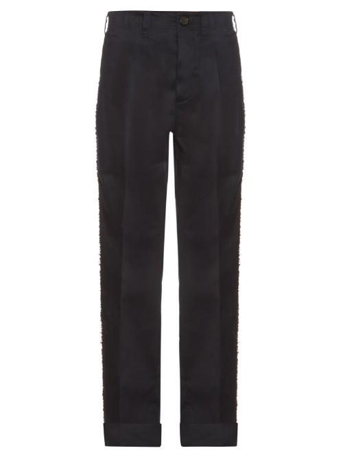 Mafalda Von Hessen Embellished-stripe Wide-leg Cotton-blend Trousers