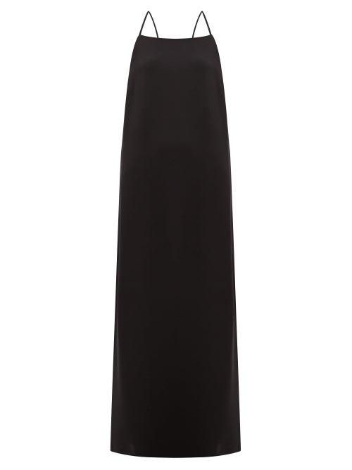 Matchesfashion.com La Collection - Maricella Square-neck Silk-crepe Slip Dress - Womens - Black