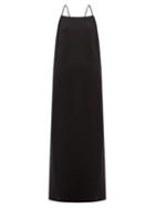 Matchesfashion.com La Collection - Maricella Square-neck Silk-crepe Slip Dress - Womens - Black
