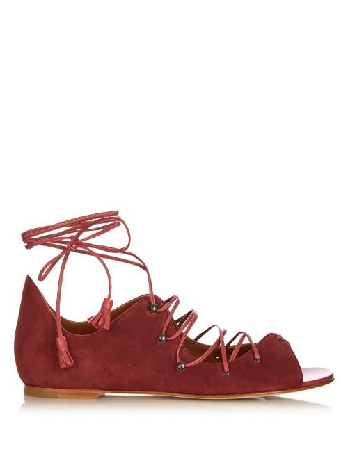Malone Souliers Savannah Lace-up Suede Sandals