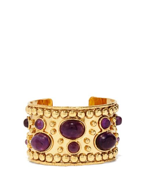 Matchesfashion.com Sylvia Toledano - Wonder Byzance Amethyst Cuff - Womens - Gold Multi