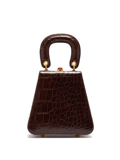 Matchesfashion.com Staud - Kenny Top Handle Crocodile Embossed Leather Bag - Womens - Brown