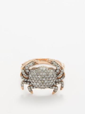 Begum Khan - Mini Crab 14kt Rose-gold & Diamond Ring - Womens - Gold Multi