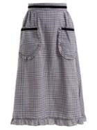 Batsheva Gingham Ruffle-trimmed Cotton Skirt