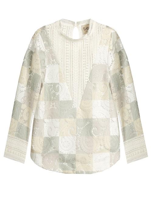 Sea Lace Cut-out Patchwork Top